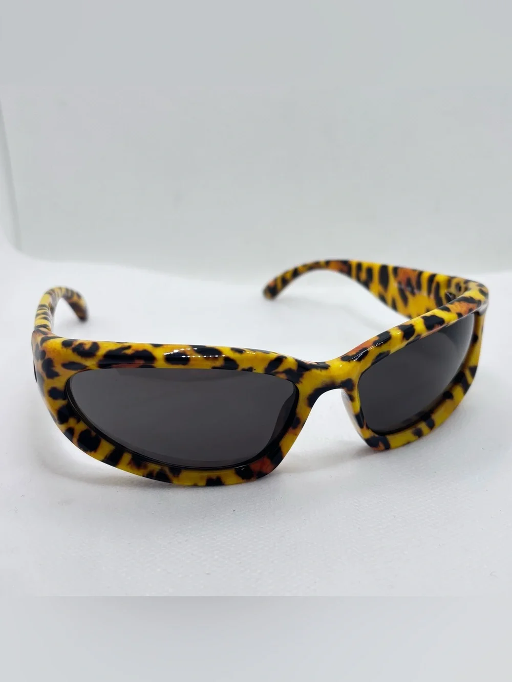 Balenciaga Yellow Leopard Print Cat-Eye Sunglasses